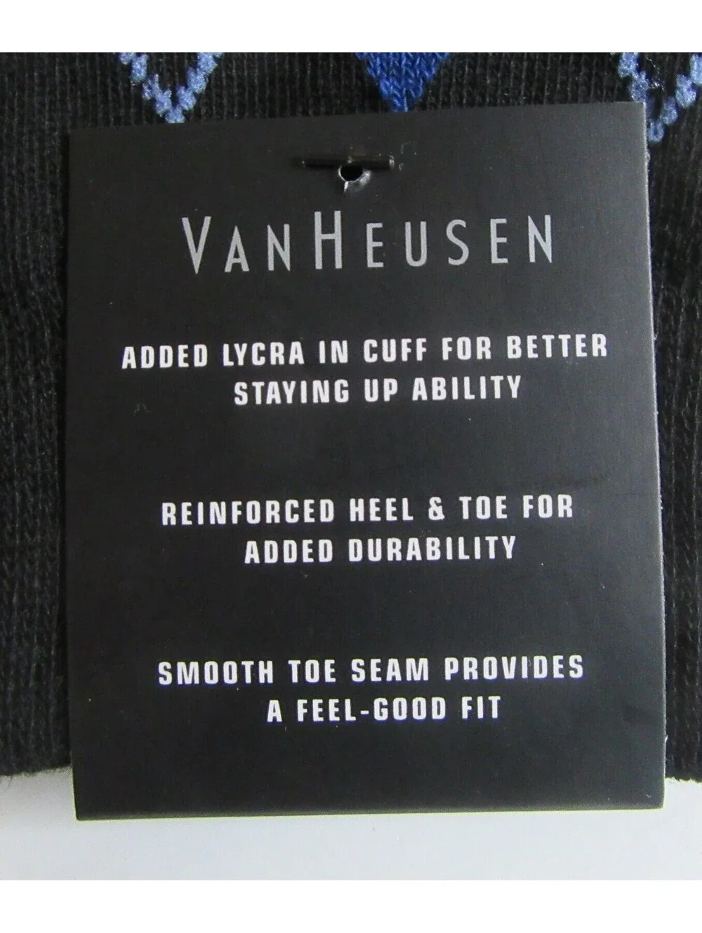 Van Heusen Premium Crew Dress Socks Black & Blue Argyle /Black Ribbed 4 Pack NWT